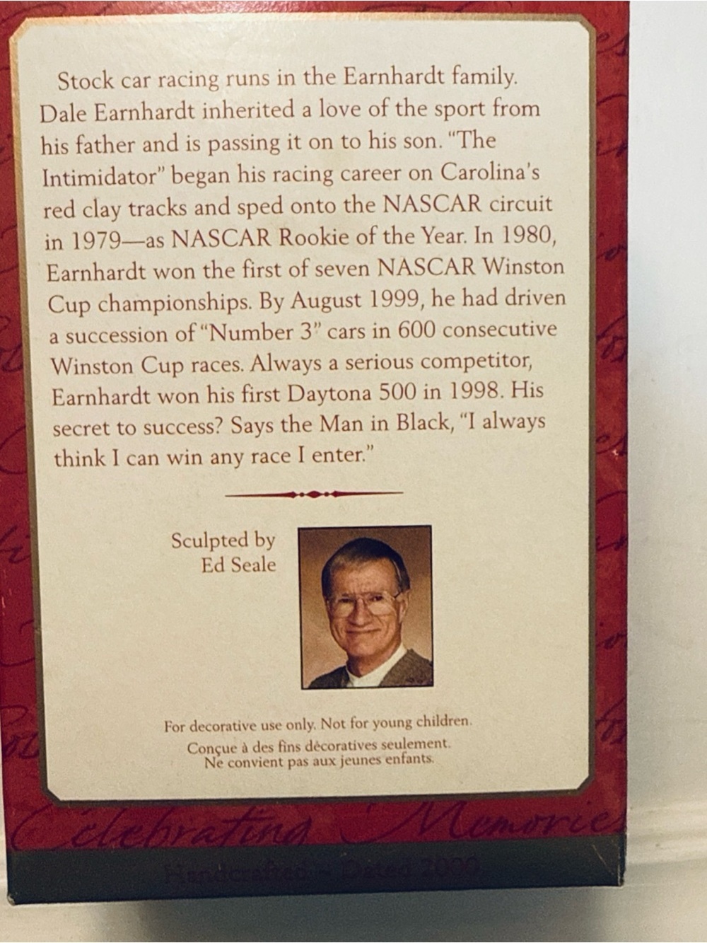 Hallmark Keepsake Dale Earnhardt NASCAR 2000 Christmas Ornament NIB - Picture 2 of 3